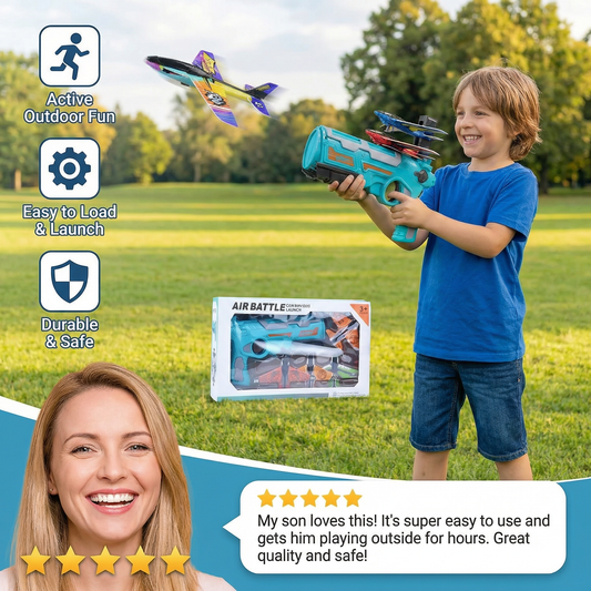 Kids Airplane Launcher – Outdoor Flying Toy Game