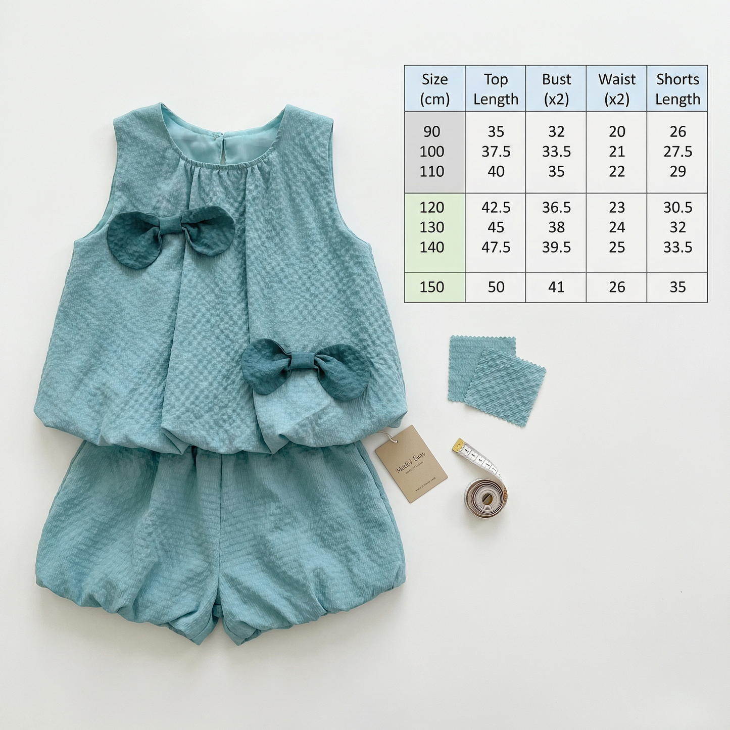 Trendy Girls’ 2-Piece Outfit – Green Set with Bow Details
