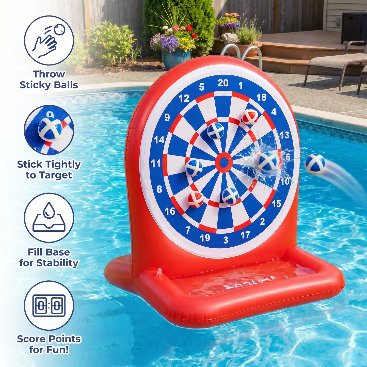 Inflatable Water Target Game with Darts – Outdoor Throwing Game for the Garden