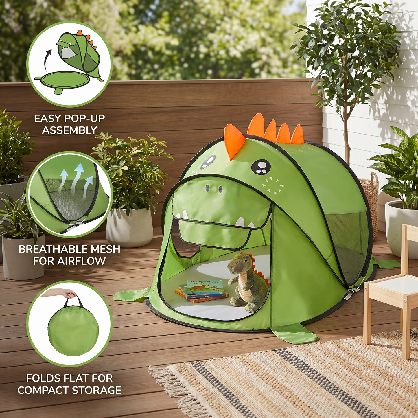 Foldable Dino Play Tent for Kids – Perfect for Warm Days & Cozy Playtime