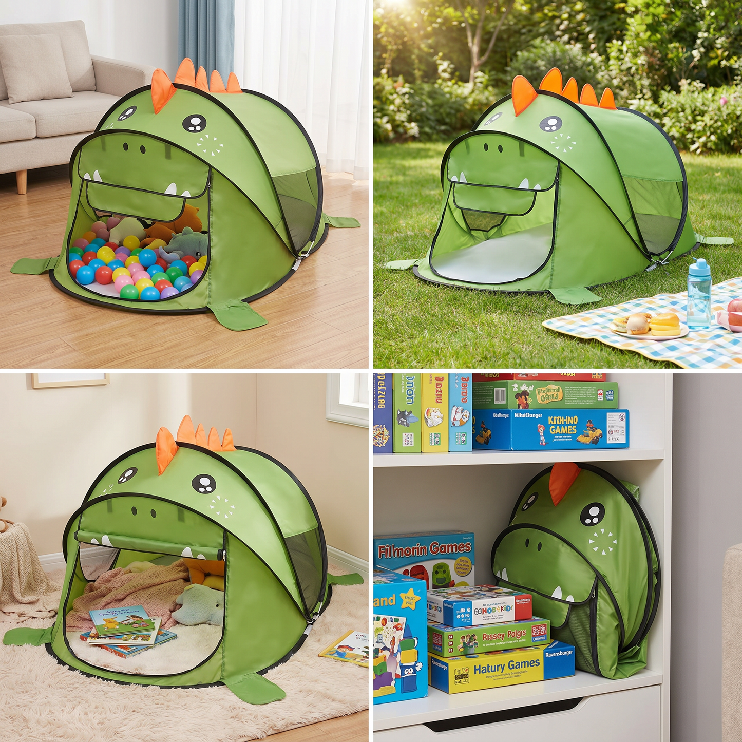 Foldable Dino Play Tent for Kids – Perfect for Warm Days & Cozy Playtime