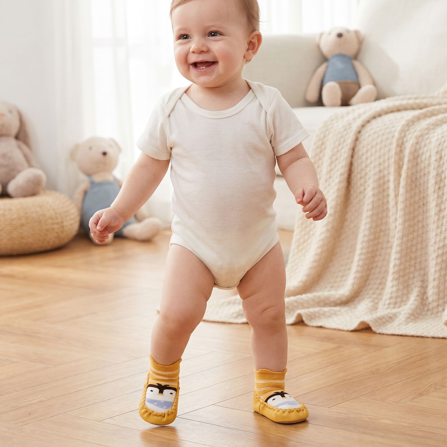 Baby Breathable Sock Shoes – Non-Slip Soft Sole Walking Socks for Infants & Toddlers