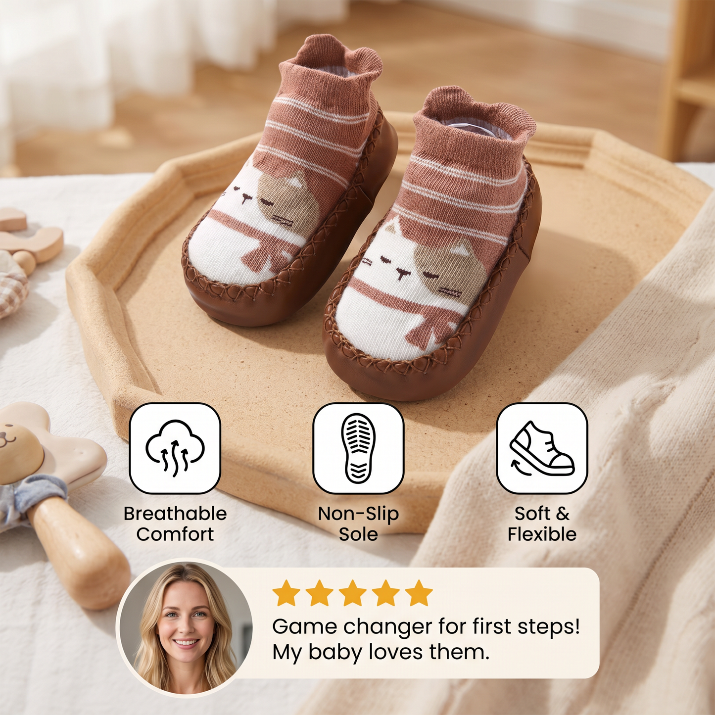Baby Breathable Sock Shoes – Non-Slip Soft Sole Walking Socks for Infants & Toddlers