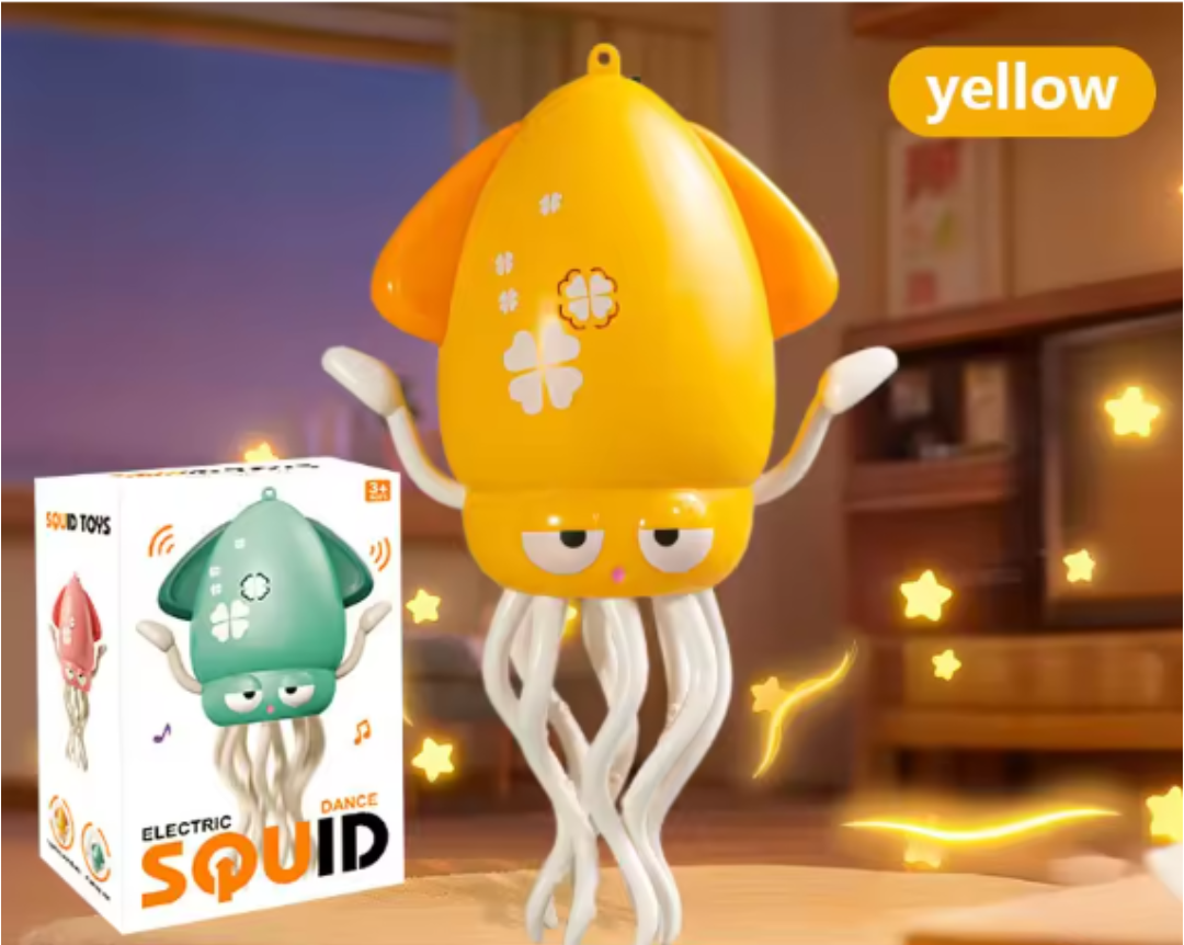Dancing squid tummy time toy