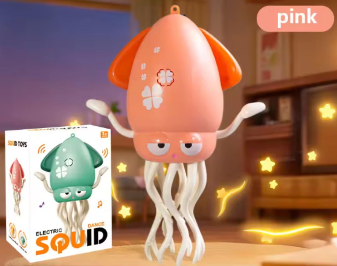 Dancing squid tummy time toy