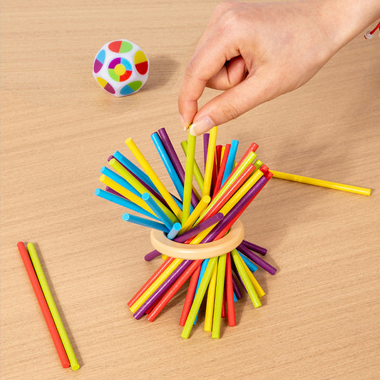 Educational 3-in-1 wooden ball and stick dexterity game