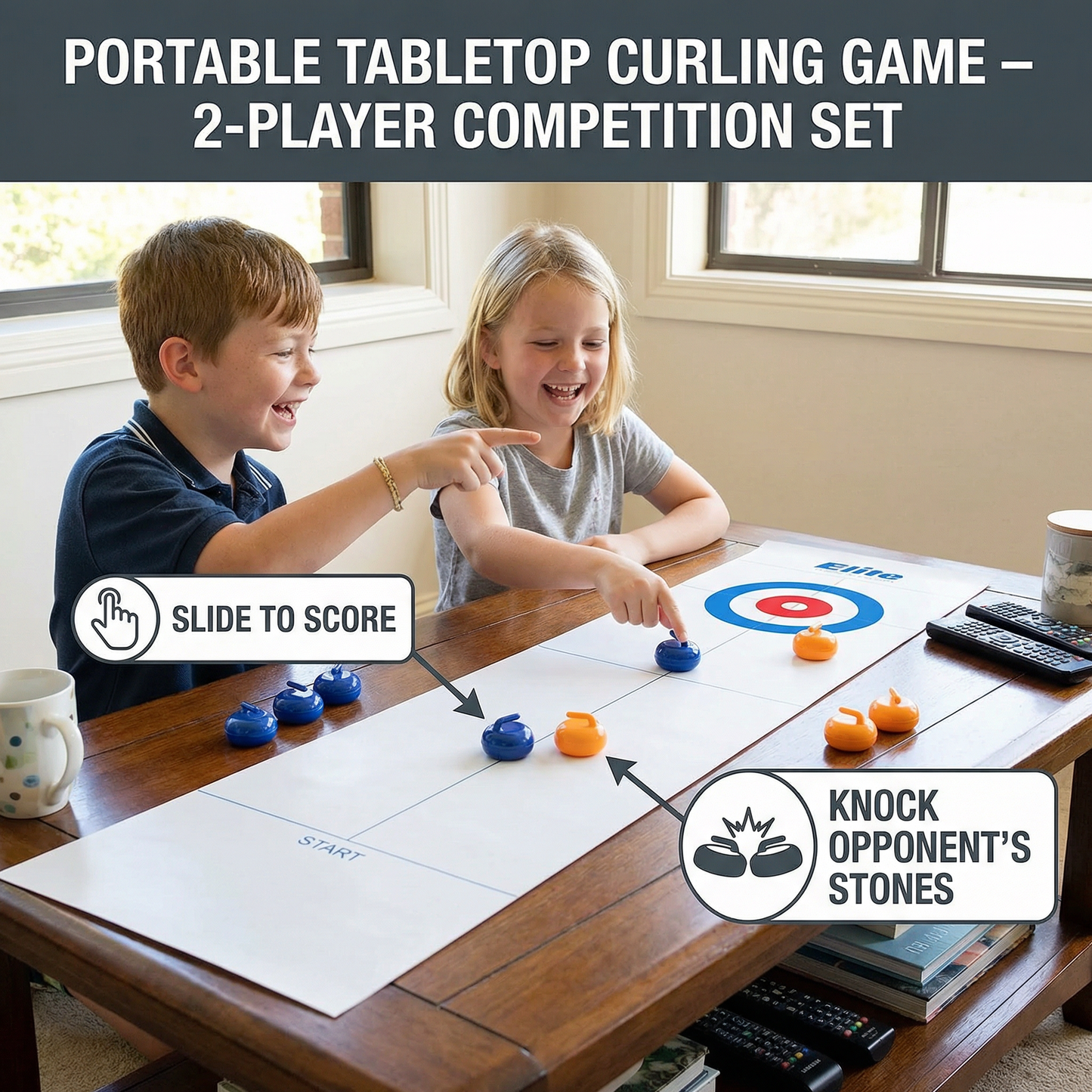 Portable Tabletop Curling Game – 2-Player Competition Set