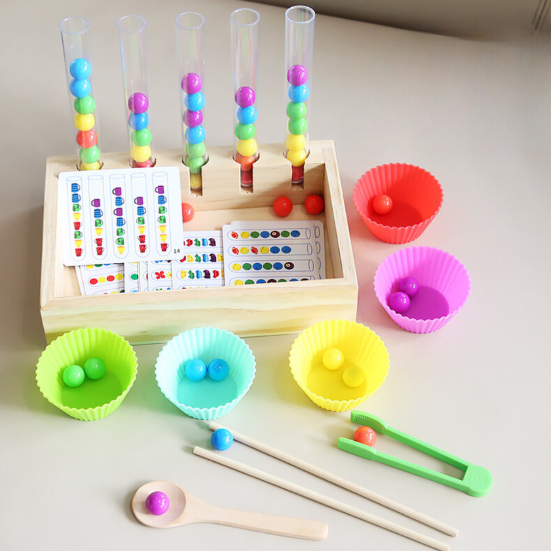 Montessori Wooden Bead Sorting Game