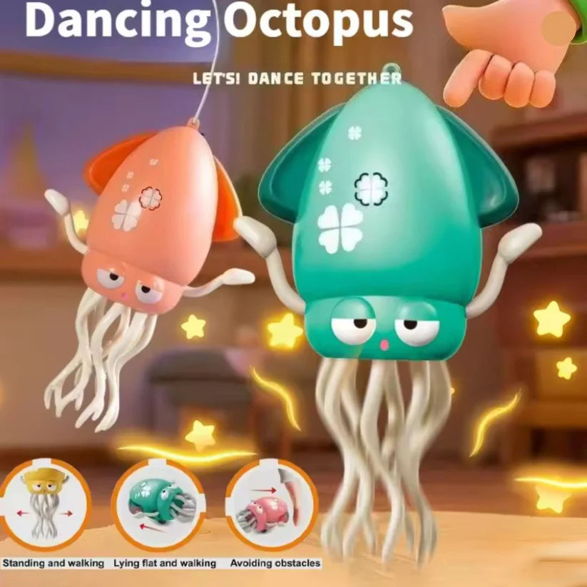 Dancing squid tummy time toy