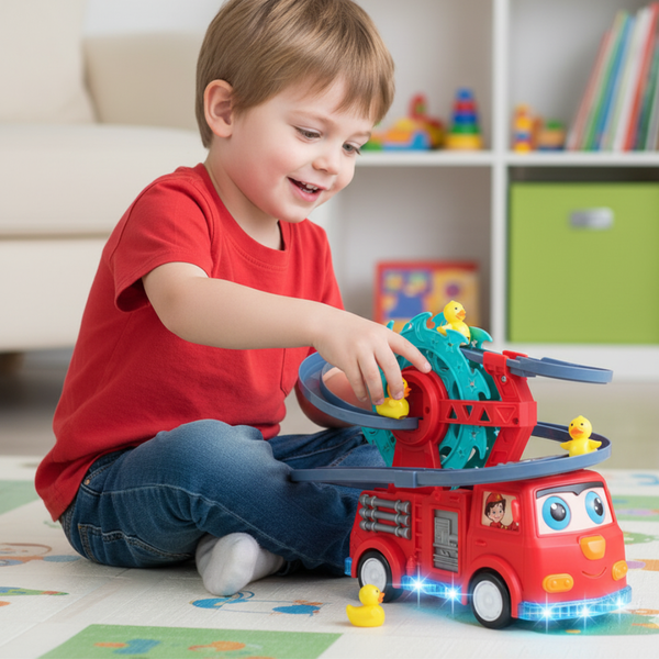 Fire brigade duck slide toy car – tiny-dreams.uk