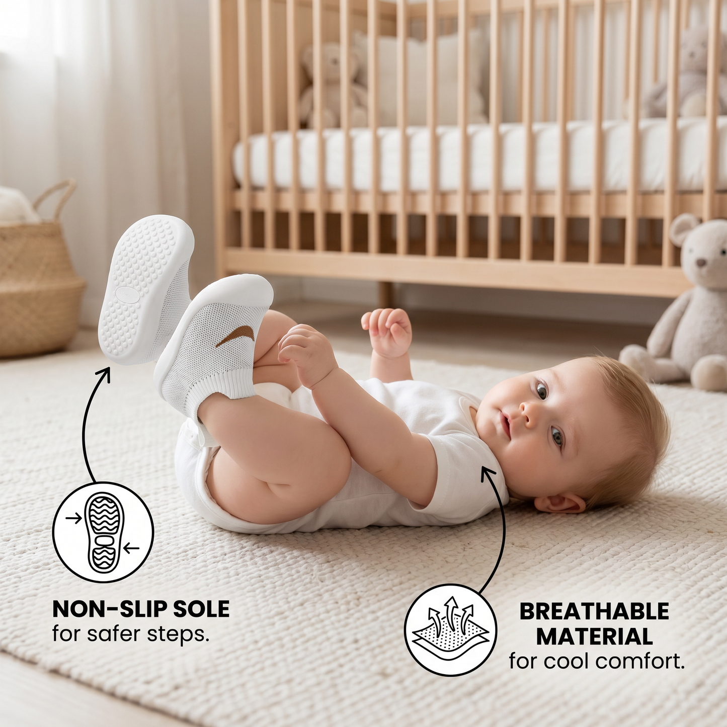 Summer Baby Shoes with Non-slip Soles and Breathable Material
