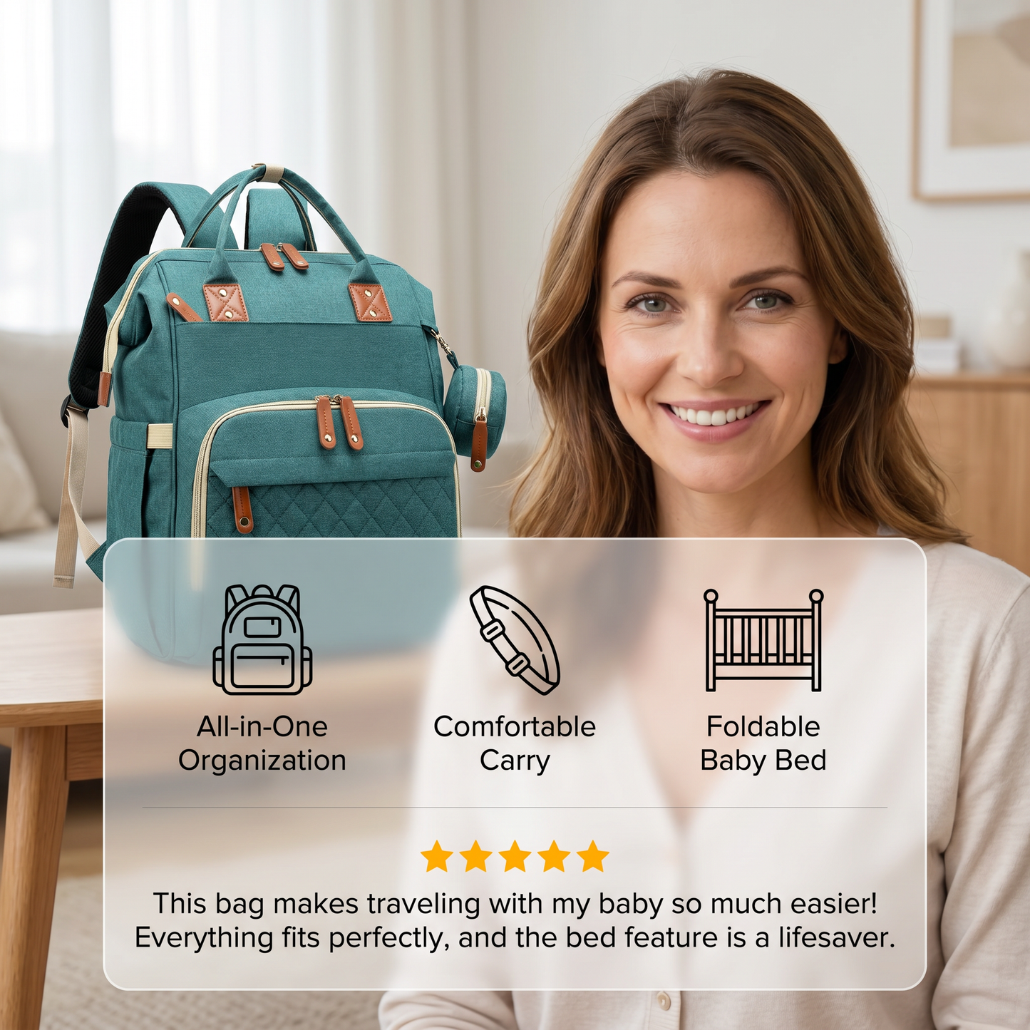 3-in-1 Travel Diaper Backpack with Foldable Baby Bed – Perfect for On-the-Go Parents