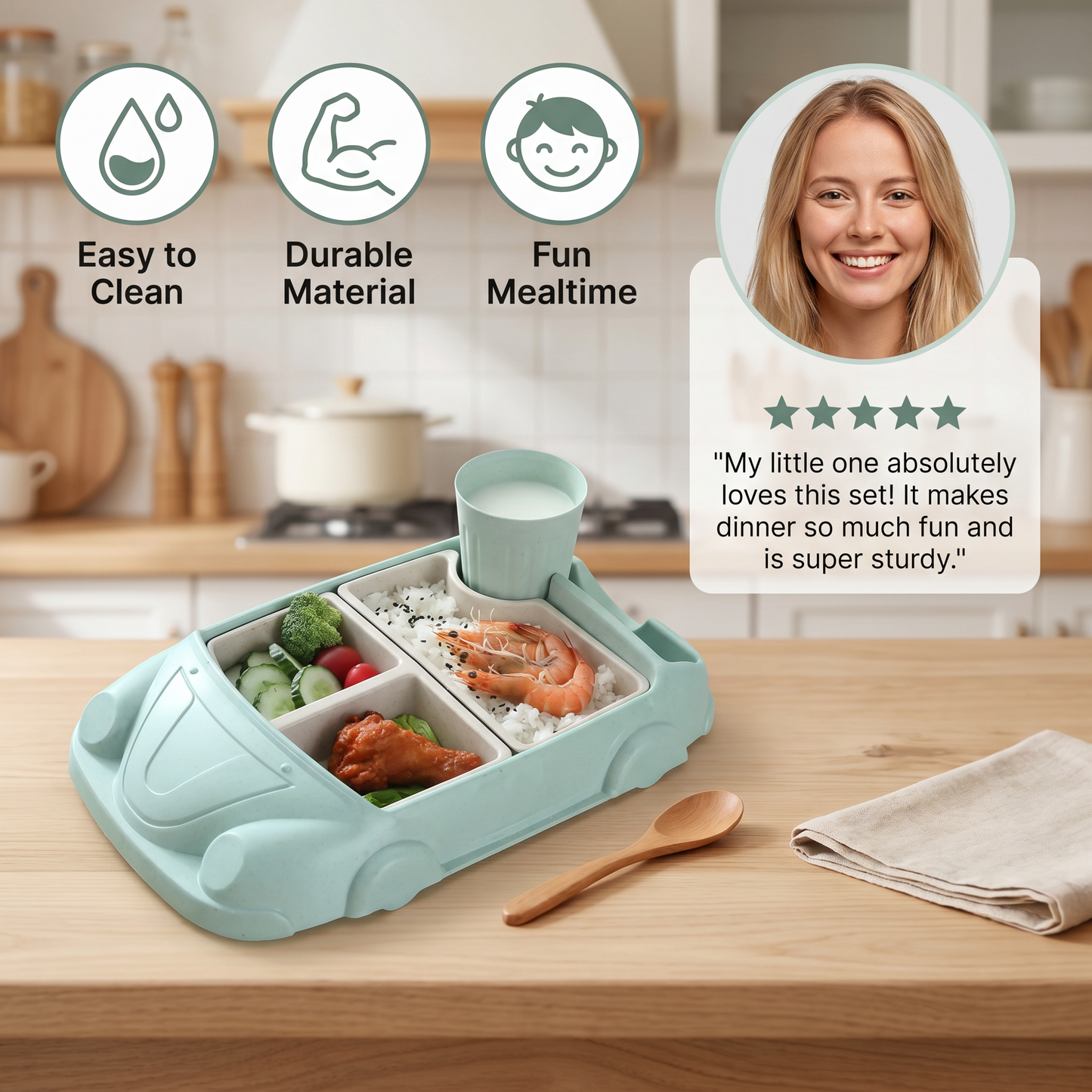 Kids Dinnerware Set in Car Design