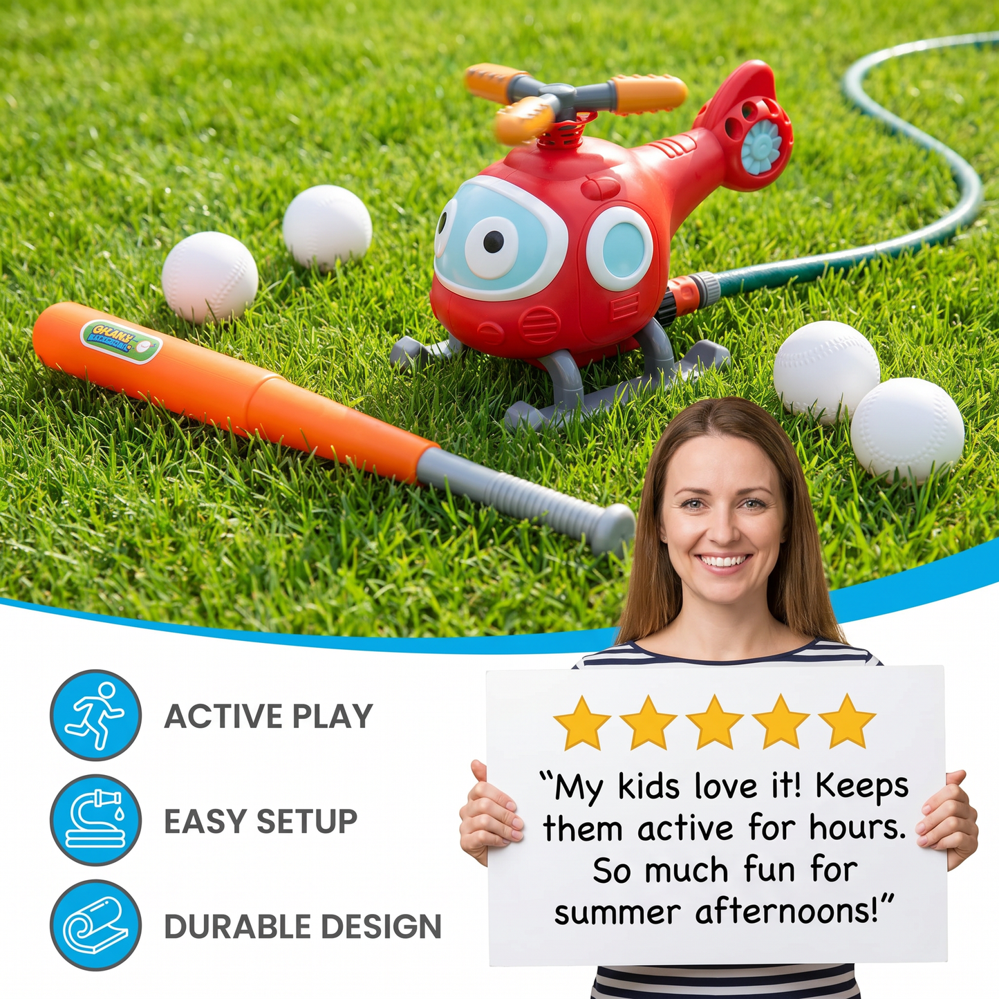 Baseball Water Fun Sprinkler Play Set