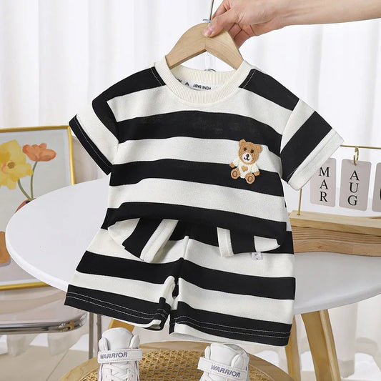 Striped Fun - Cotton Dress Set for Toddlers