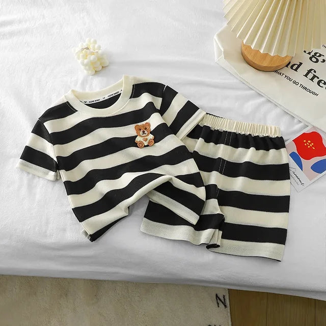 Striped Fun - Cotton Dress Set for Toddlers