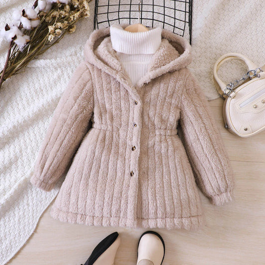 FrostCharm Fleece-Lined Winter Coat for Girls