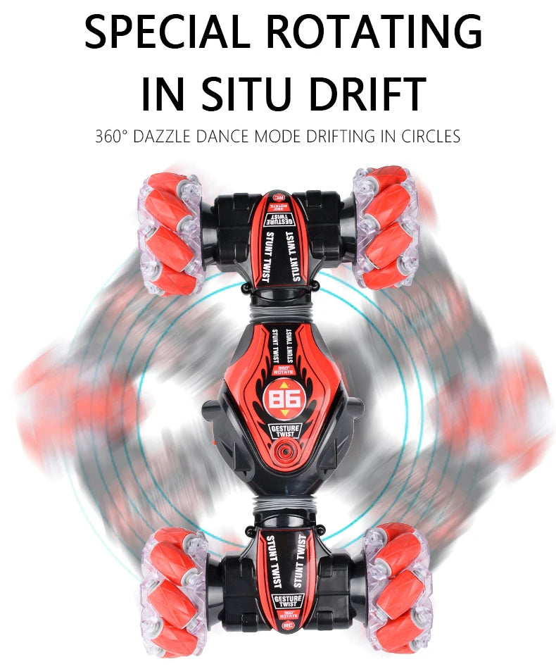 2-in-1 Hand-Controlled Stunt Car with Additional Remote Control