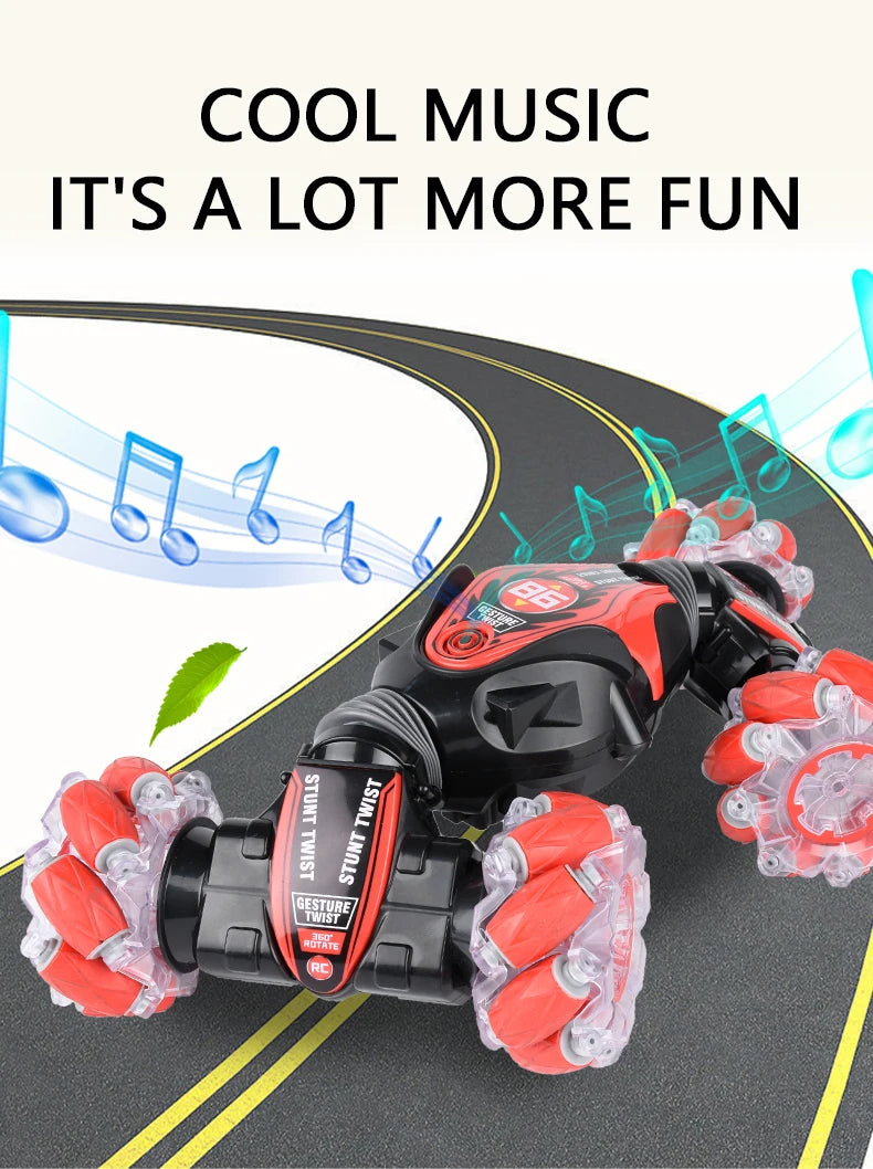 2-in-1 Hand-Controlled Stunt Car with Additional Remote Control