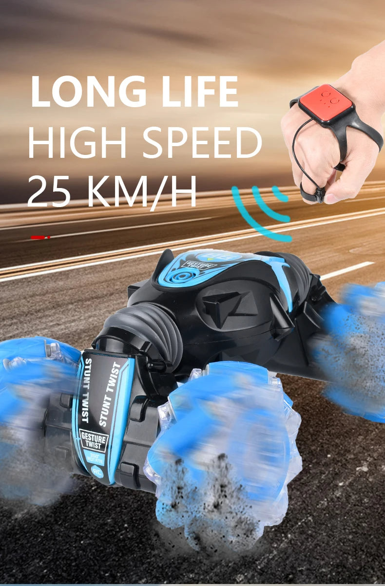 2-in-1 Hand-Controlled Stunt Car with Additional Remote Control