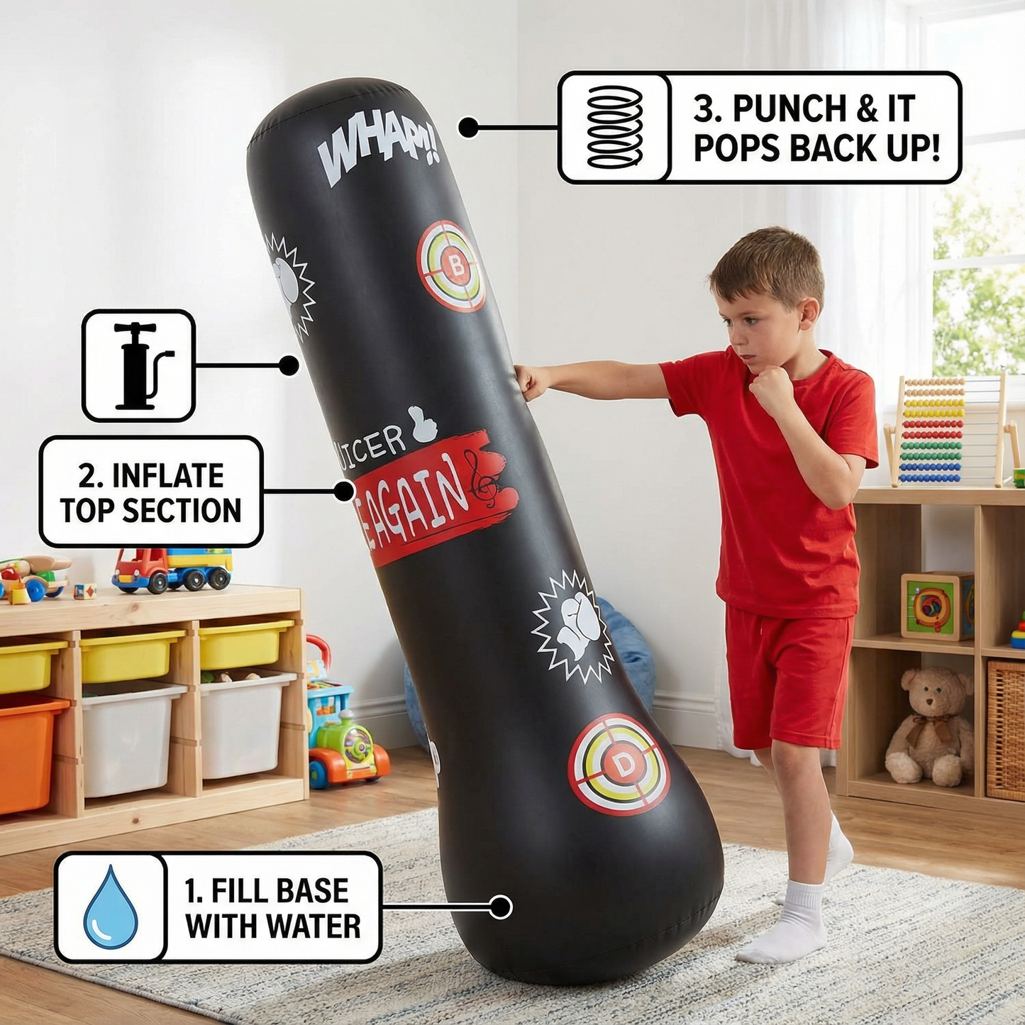 Inflatable Kids Punch Bag with Water Base