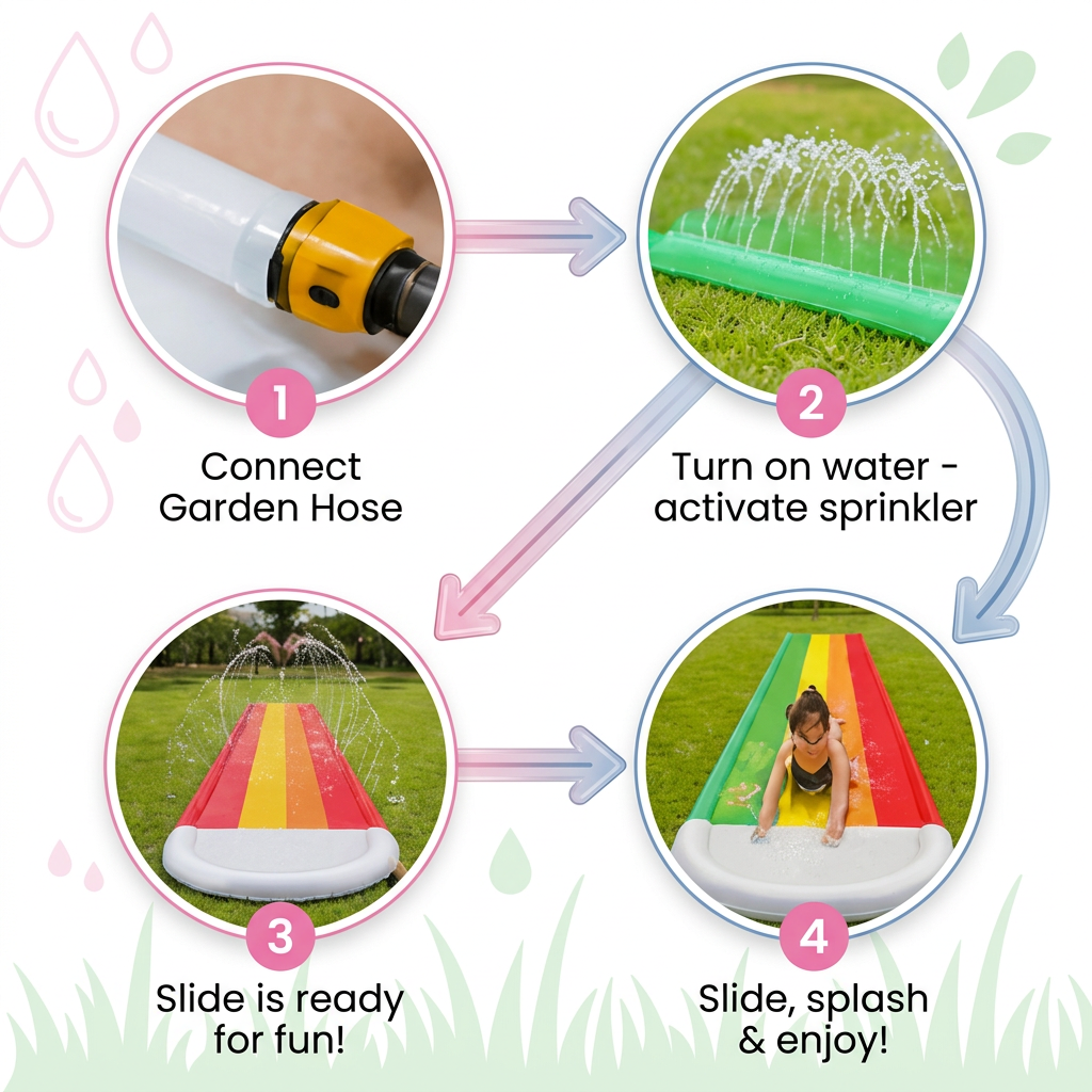 Rainbow Water Slide – Inflatable Outdoor Slide for Kids & Family