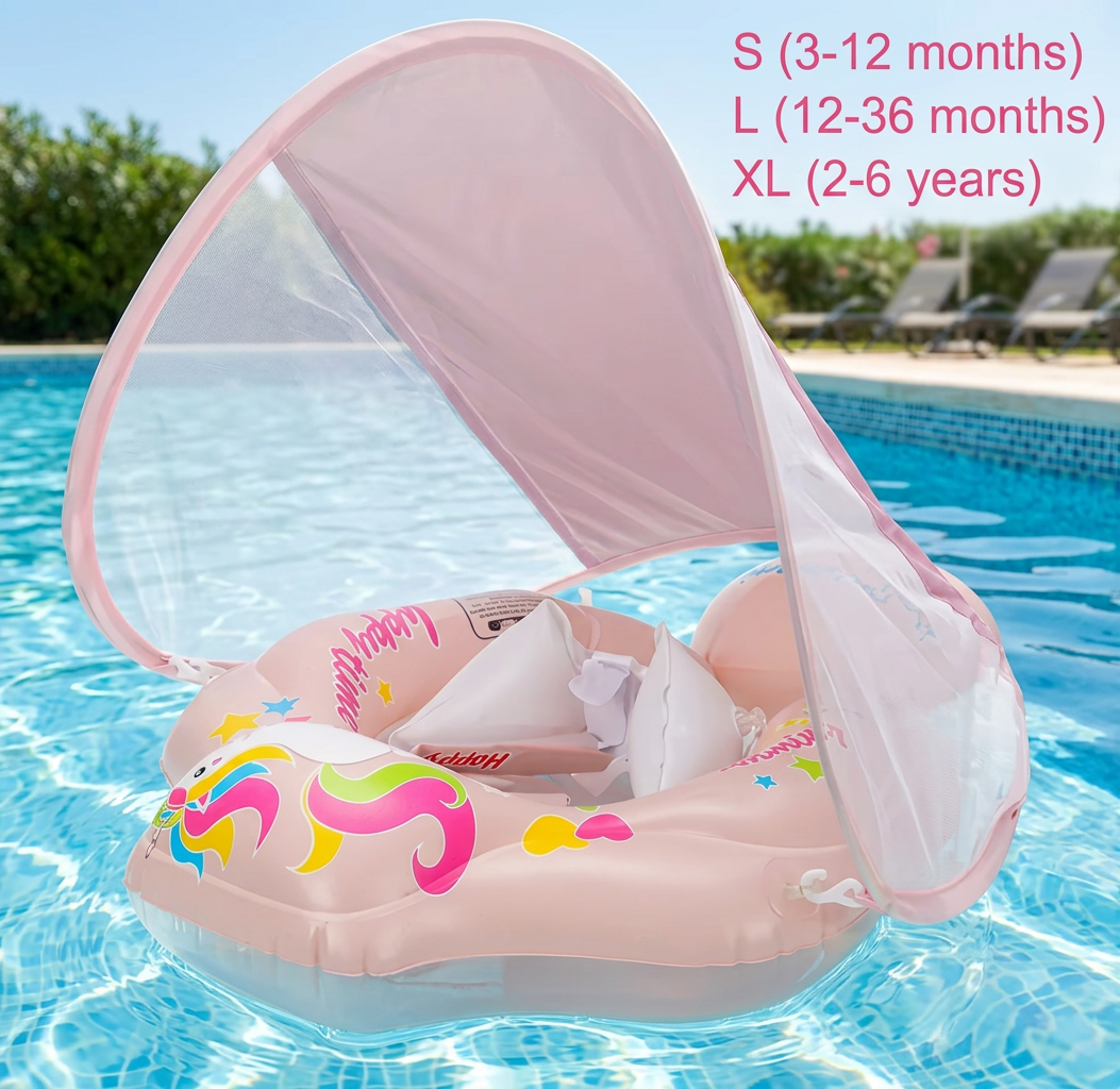 Baby Swim Float with Sun Canopy & Safety Seat – Inflatable Pool Float for Babies