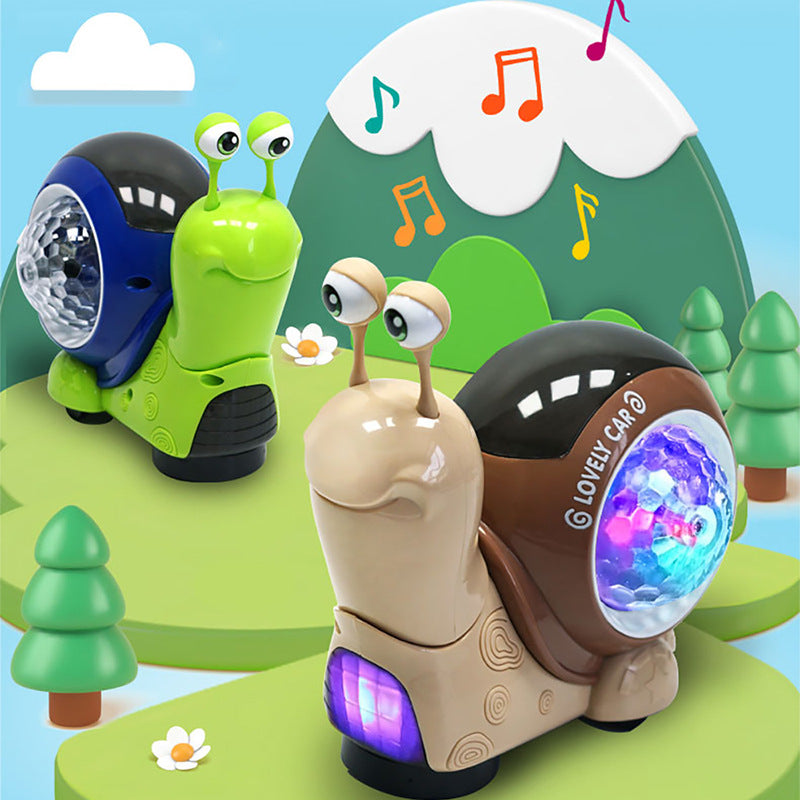 Light-up and music-playing snail crawling toy
