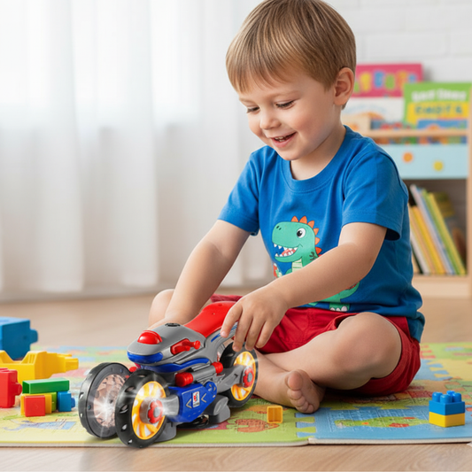 Luminous and dancing musical motorbike