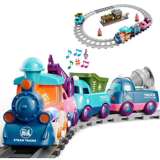Musical train toy with various trailers