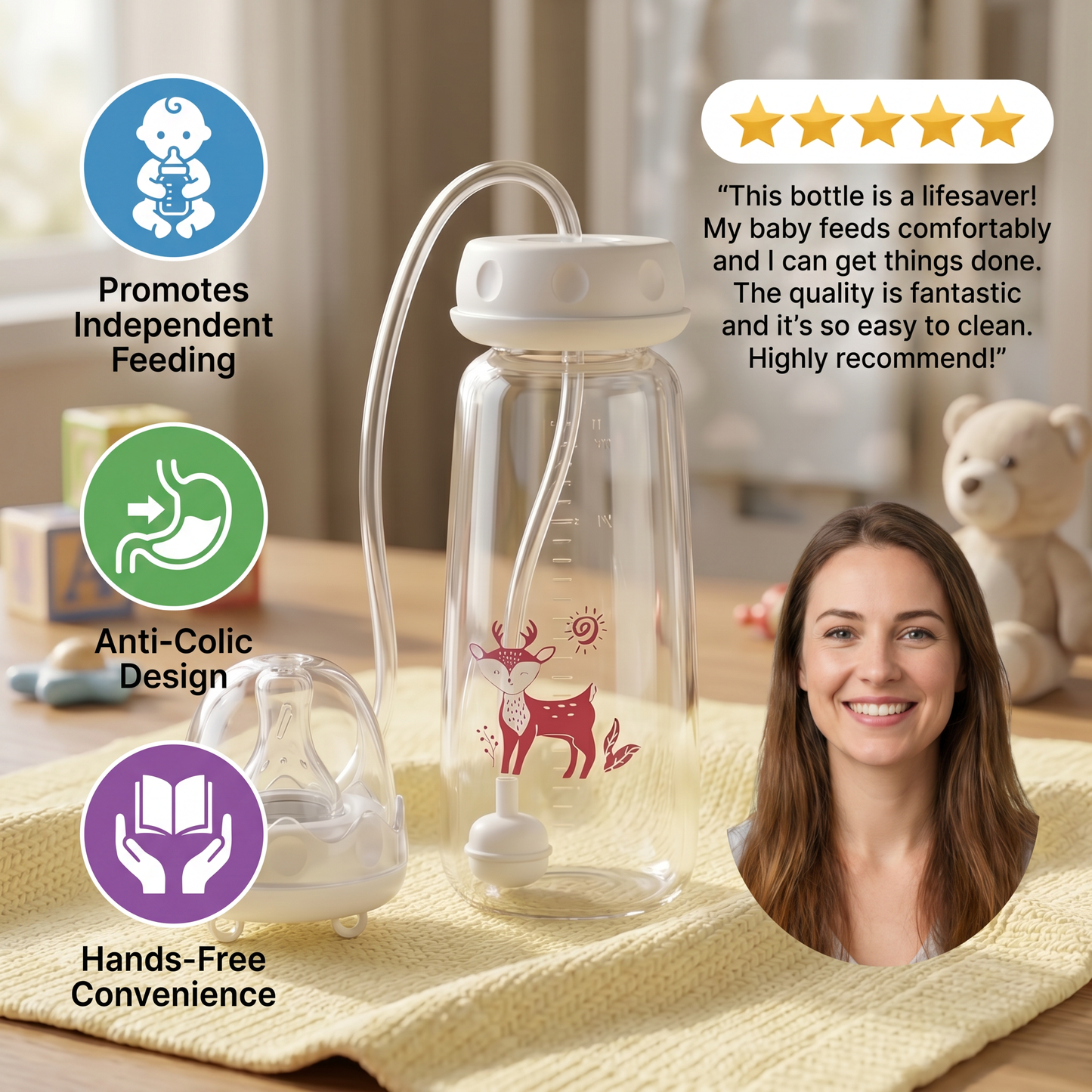 Hands-free Baby Feeding Bottle