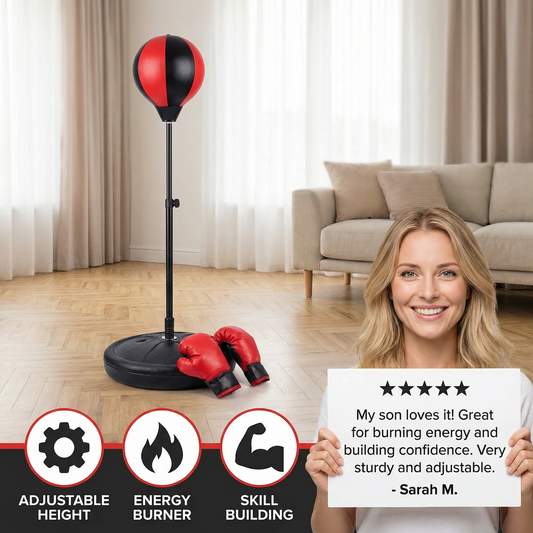 Kids Boxing Set with Standing Punching Bag & Gloves – Adjustable Height Training Set for Ages 3–8
