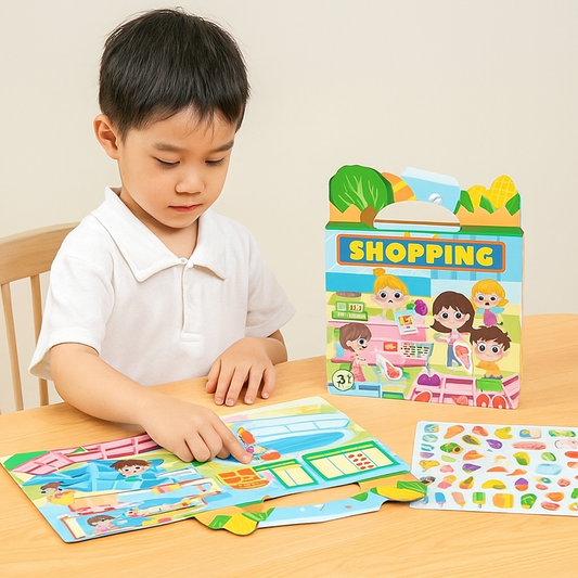 Reusable Montessori sticker books with various themes