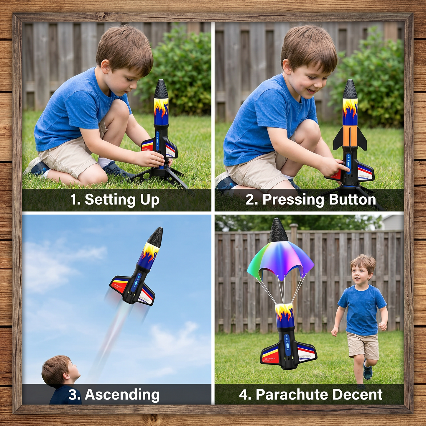 Kids Rocket Launcher with Parachute – Motorized Toy Rocket for Outdoor Adventures