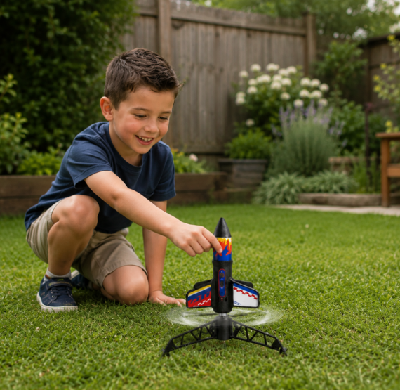 Kids Rocket Launcher with Parachute – Motorized Toy Rocket for Outdoor Adventures
