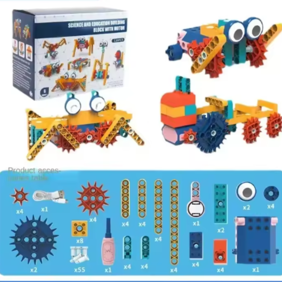 Science and education building blocks with motor