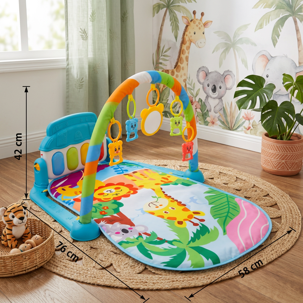Baby Music Play Gym with Piano– Interactive Sensory Activity Mat (0–24 Months)