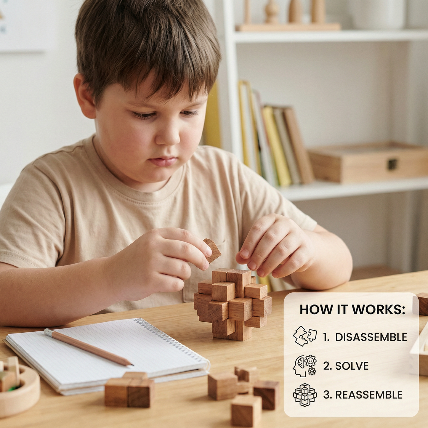 Montessori 3D Wooden Brain Puzzle - Early Learning Toy