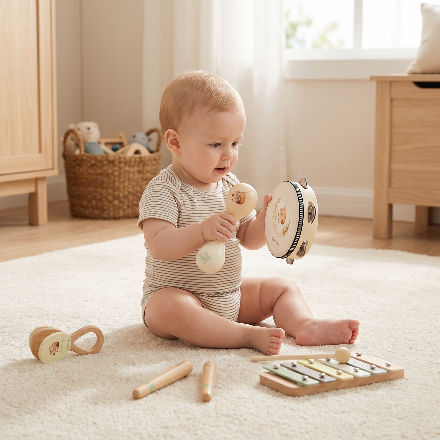 Montessori Wooden Musical Instruments Set for Babies – Sensory Learning Toy