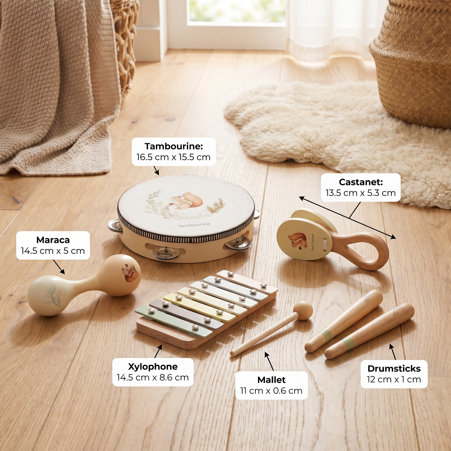 Montessori Wooden Musical Instruments Set for Babies – Sensory Learning Toy