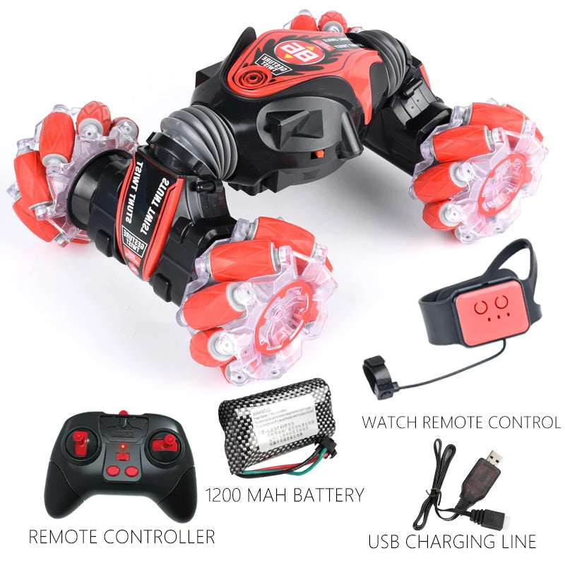 2-in-1 Hand-Controlled Stunt Car with Additional Remote Control