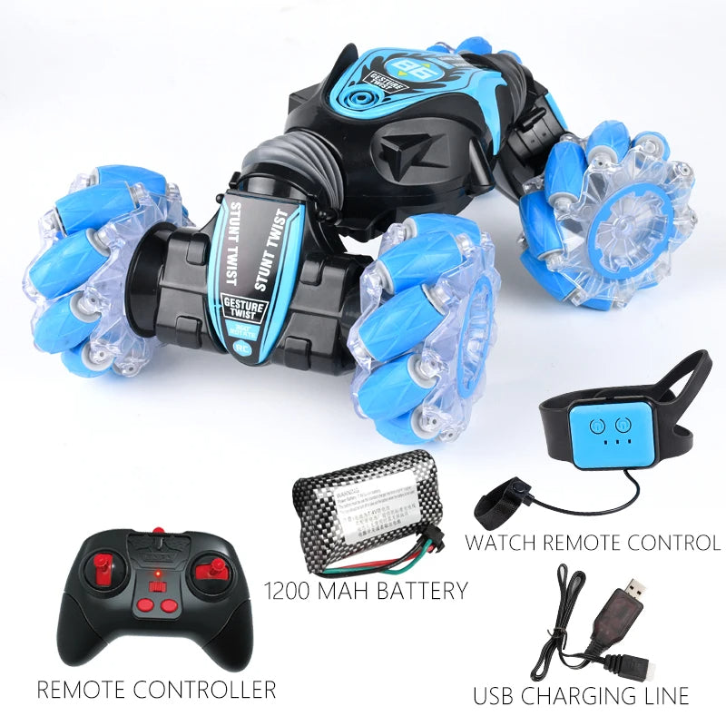 2-in-1 Hand-Controlled Stunt Car with Additional Remote Control