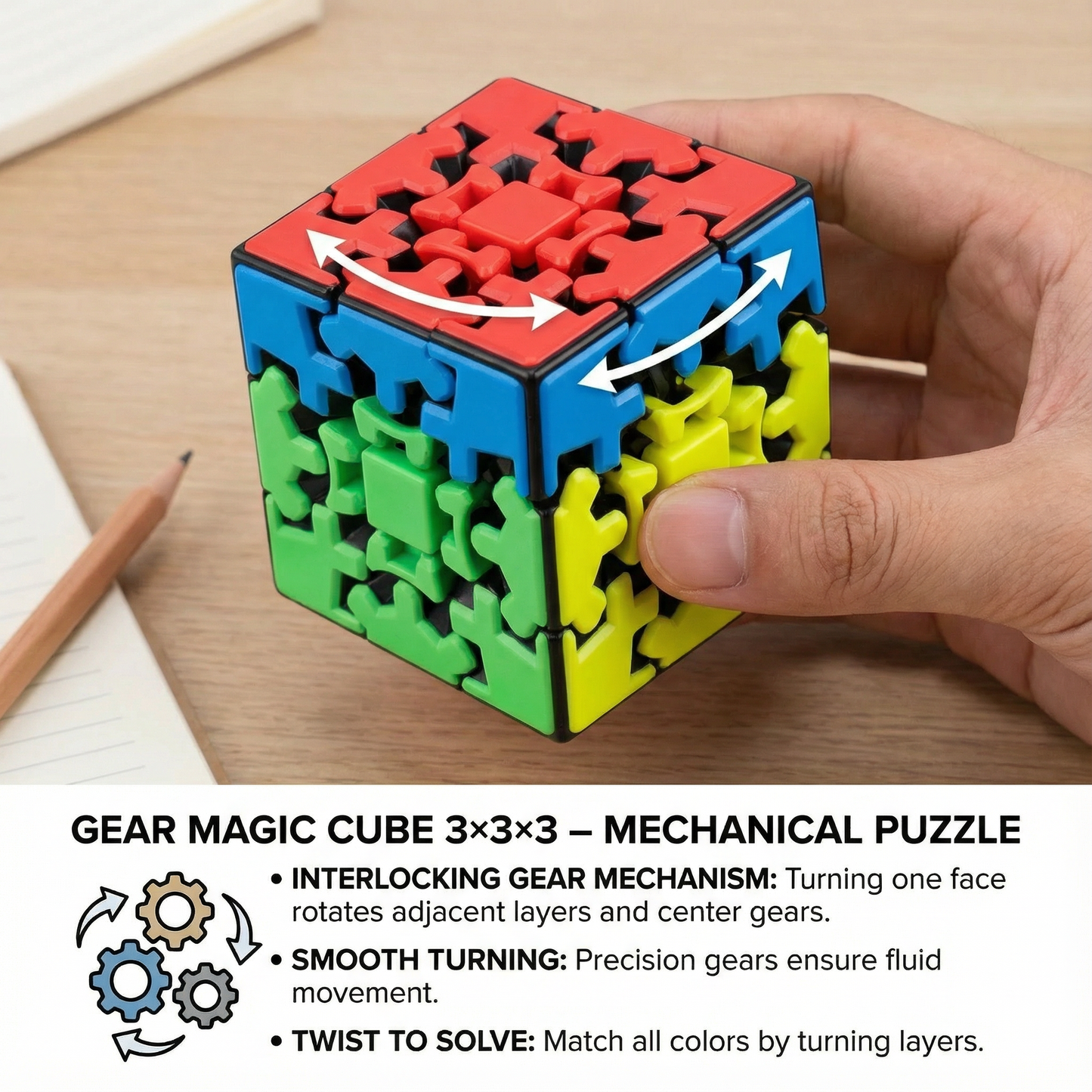 Gear Magic Cube 3×3×3 – Mechanical Puzzle Game