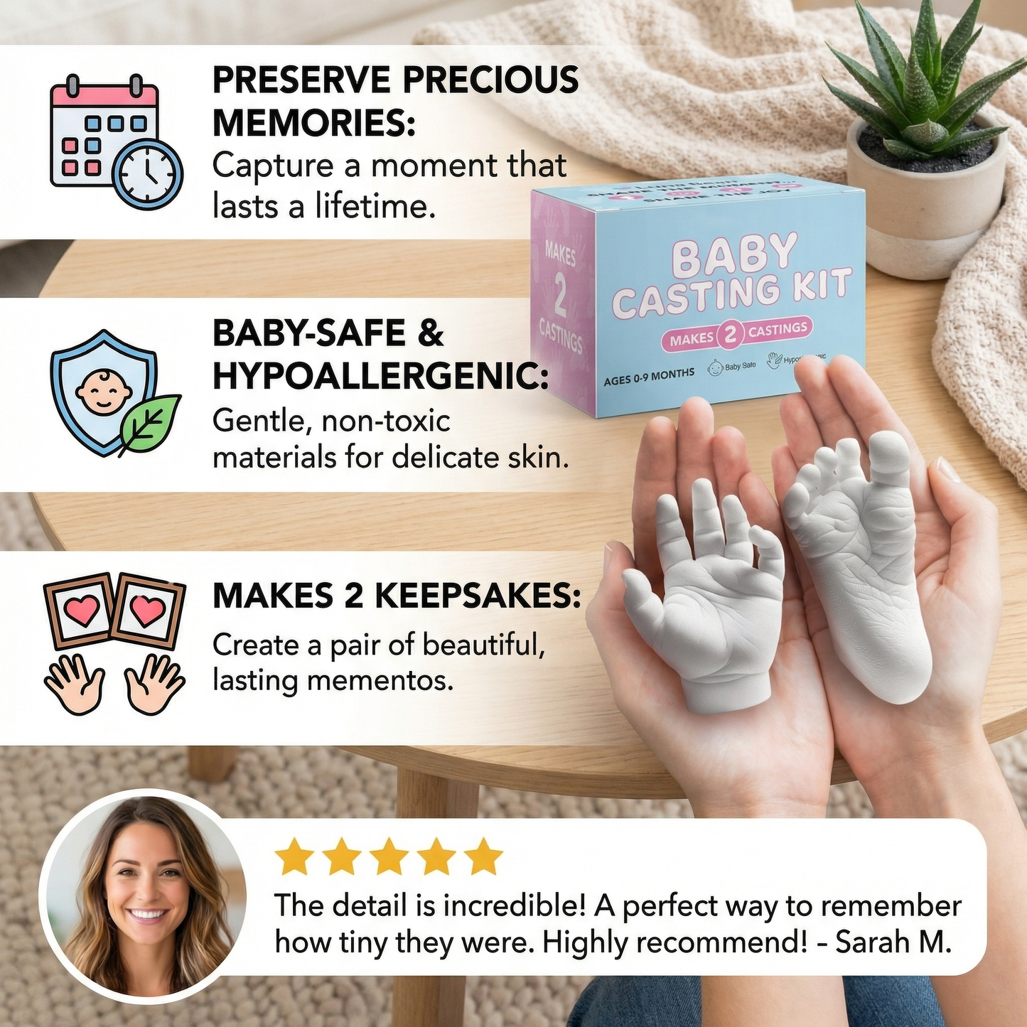 Baby Hand & Footprint Keepsake Kit – Memory Set for Newborns & Parents